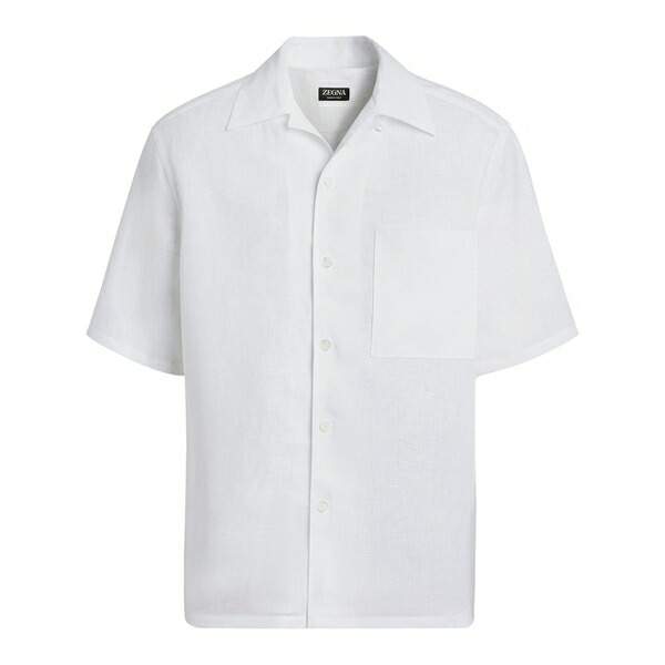 ゼニア メンズ プルオーバー トップス Short-sleeve linen shirt White