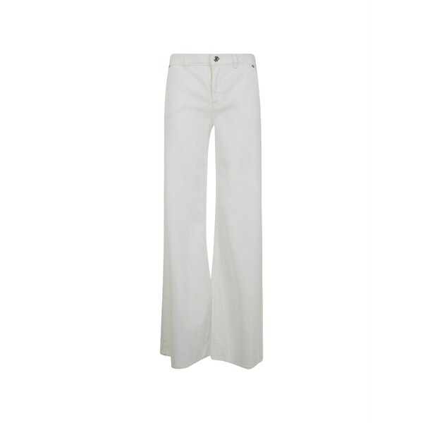 ブルマリン レディース デニムパンツ ボトムス Belt-loop buttoned jeans White｜asty