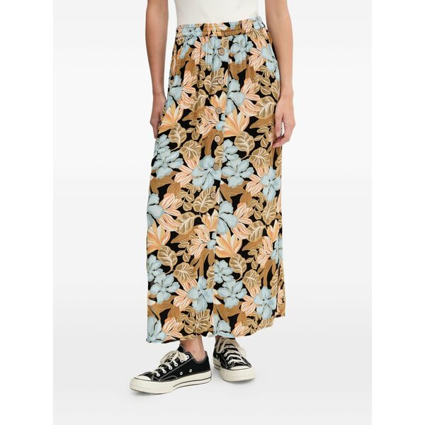 下唇長い巻き毛 レディース スコート ボトムス Floral-print button-down maxi skirt Neutrals