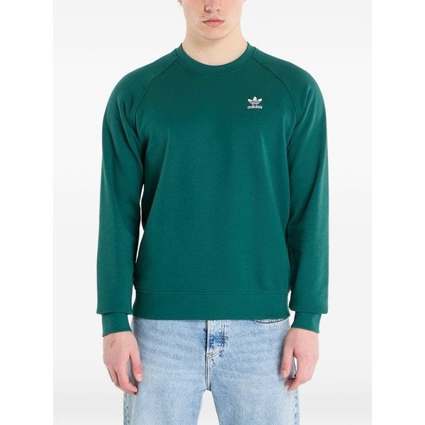 アディダス メンズ パーカー・スウェットシャツ アウター Trefoil logo-patch sweater Green