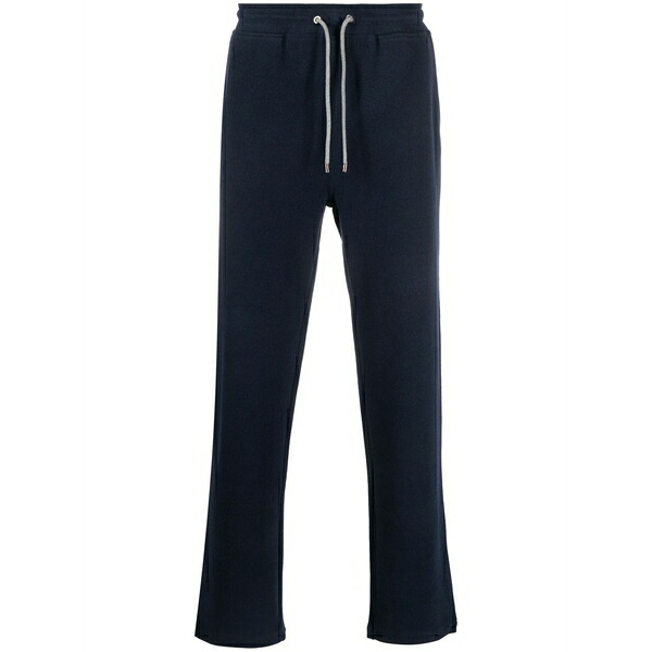 コルネリアーニ メンズ 心地よいズボン下 ボトムス Straight-leg drawstring track pants Blue