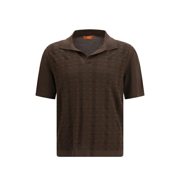 クルーナ メンズ スポーツシャツ トップス Levante knitted polo shirt Brown