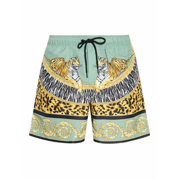 ヴェルサーチ メンズ 心地よいズボン下 ボトムス Tiger-print drawstring  swim shorts Green