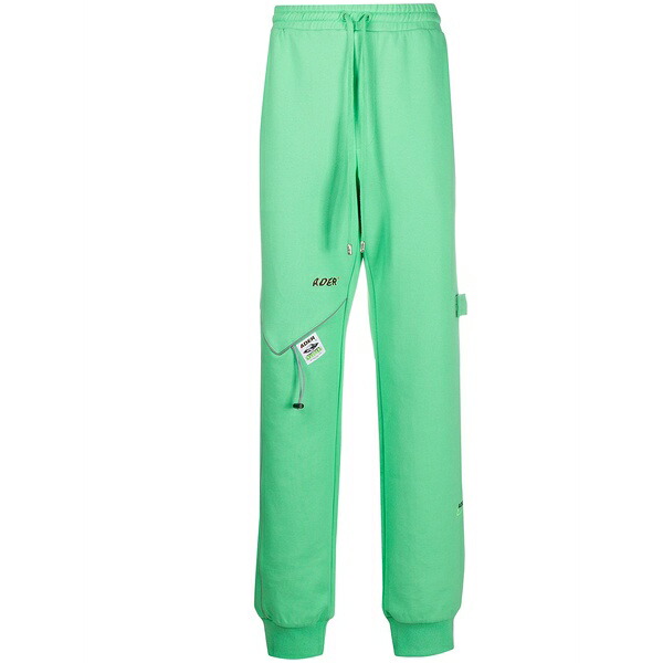 アーダーエラー メンズ 心地よいズボン下 ボトムス Multi-embroidered logo long track pants Green