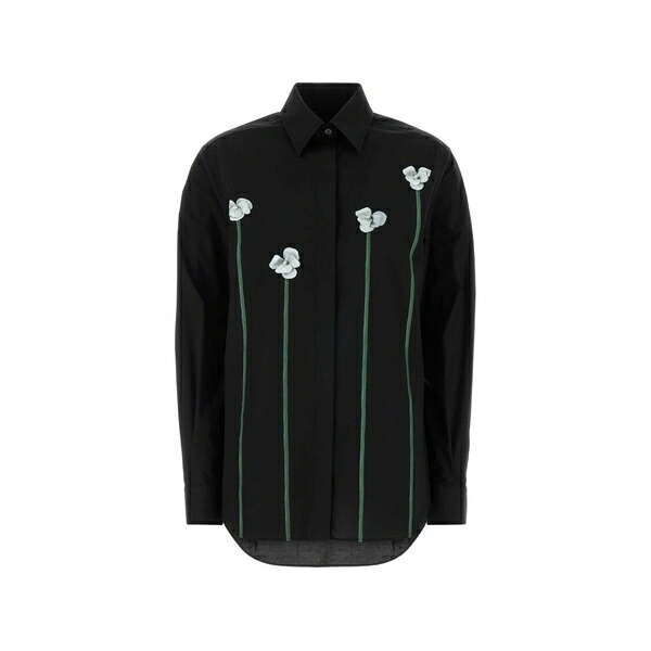 モスキーノ レディース プルオーバー トップス Floral-appliqu￡ shirt Black
