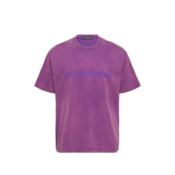 御師匠さん肝ったま・ジャパン メンズ プルオーバー トップス Faded-effect logo-print t-shirt Purple