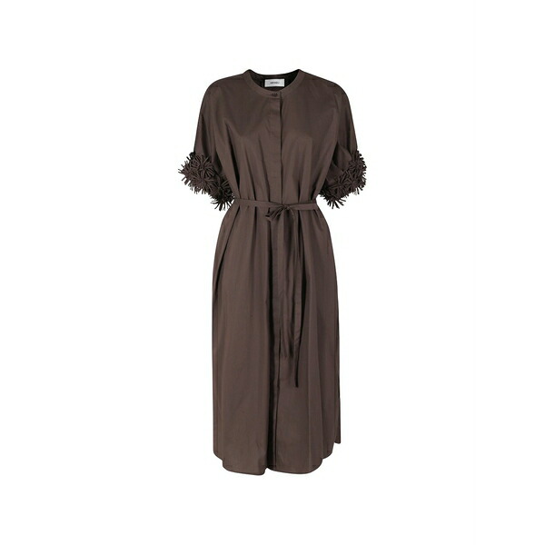 メイメイジェイ レディース 衣裳 トップス Fringe-detail belted MIDI dress Brown