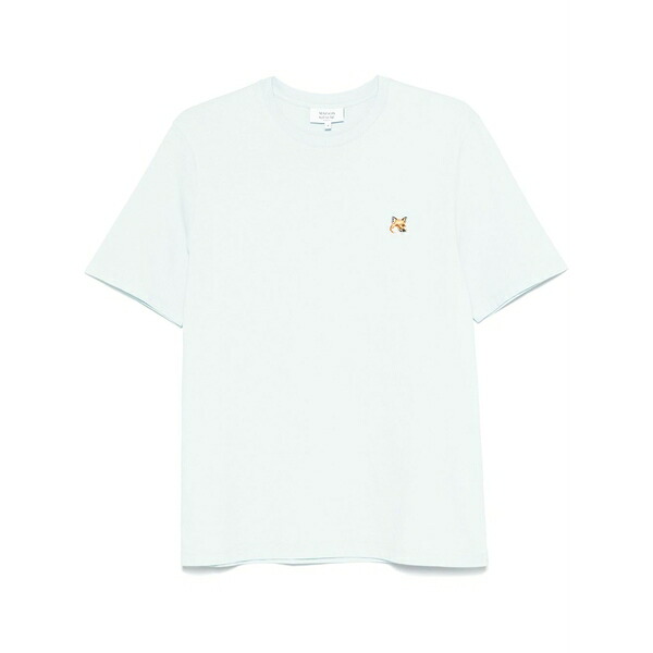 住み家 稲荷 メンズ ティーシャツ トップス Fox head-patch t-shirt Blue