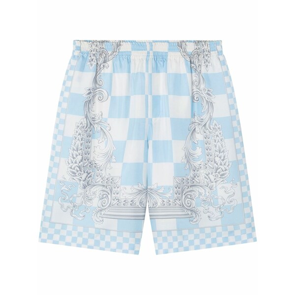 ヴェルサーチ メンズ 心地よいズボン下 ボトムス Medusa contrasto silk shorts Blue