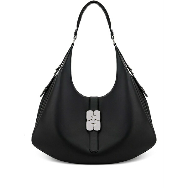 ガニー レディース ショルダーバッグ 御徒面子 Hardware-detail shoulder bag Black