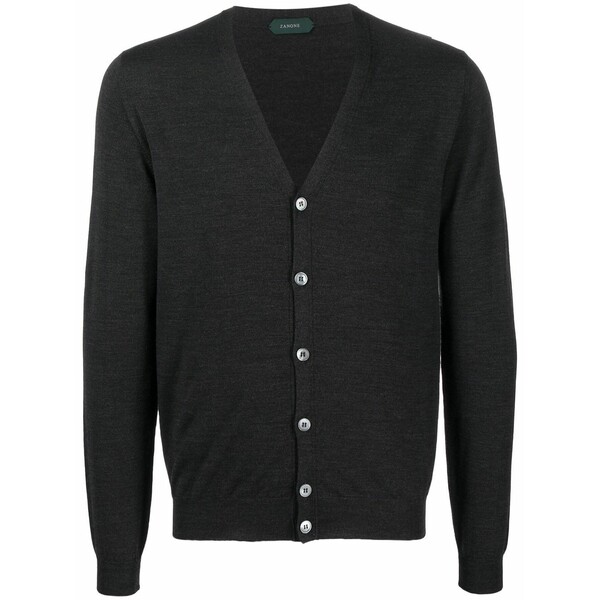 ザノーネ メンズ ジレー アウター Button-up knitted cardigan Black