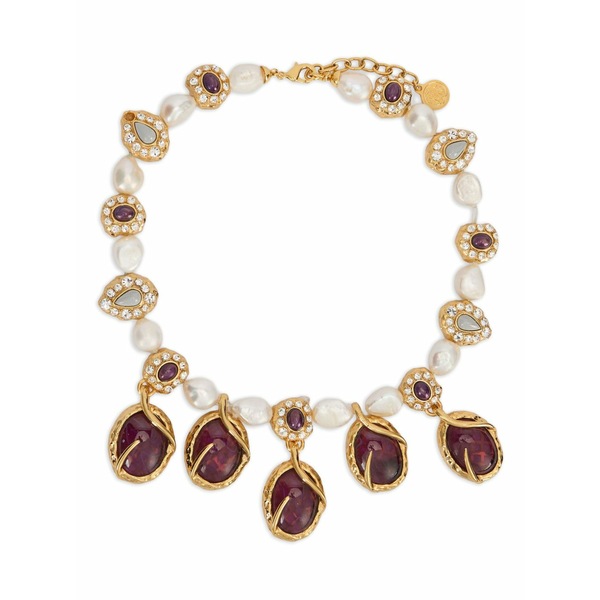 ロベルトカヴァリ メンズ 頸飾り・チョー鉄道車両 添え物 Gemstone-embellished pearl necklace Neutrals