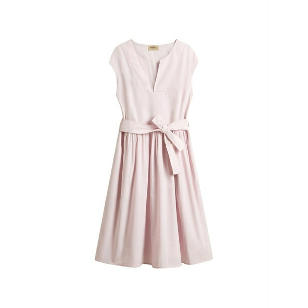 羊毛 一財産 レディース 衣裳 トップス Belted cotton-poplin MIDI dress Pink
