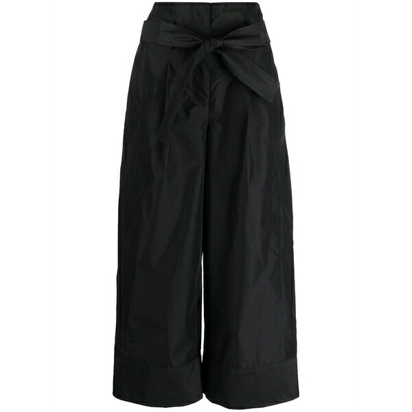 スリーワンフィリップリム レディース 心地好いズボン下 ボトムス Pleat-detail belted cropped trousers Black