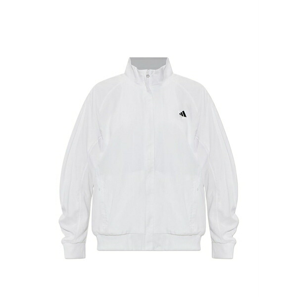 アディダス レディース 上衣＆上衣 アウター Walk-on logo-print ruched-sleeve track jacket White