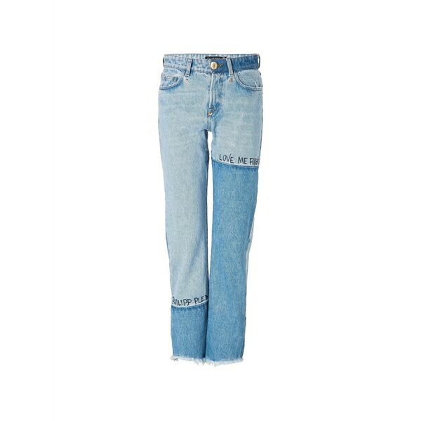 フィリップ飾り気の無い レディース ジーンズズボン下 ボトムス Sunset eustoma patchwork frayed-hem jeans Blue
