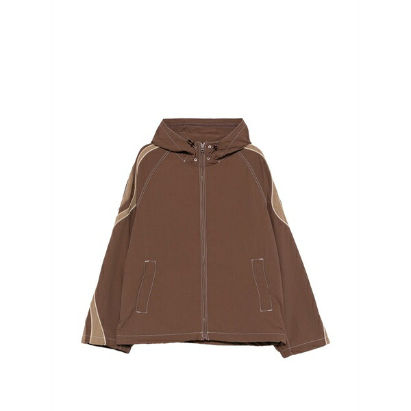 エアル メンズ 上衣＆上衣 アウター Hooded panelled jacket Brown