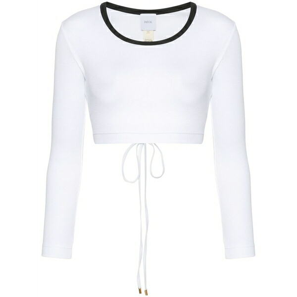 ジャンパトゥ レディース カットソー トップス Fine-ribbed cropped top White