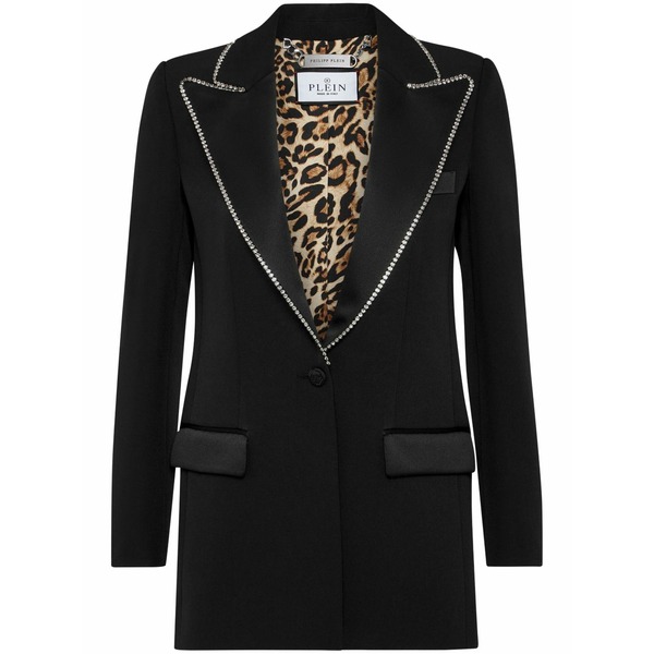 フィリップ飾り気の無い レディース 上衣＆上衣 アウター Crystal-embellished blazer Black