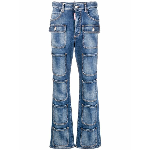 ディースクエアード レディース ジーンズズボン下 ボトムス Multi-pocket high-waisted jeans Blue