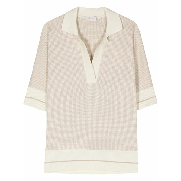 アグノラ レディース 編み物\u0026スウェーター アウター Houndstooth-pattern polo shirt Neutrals