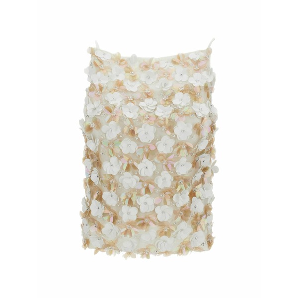 パロッシュ レディース カットソー トップス Sleeveless floral-appliqu￡ top White