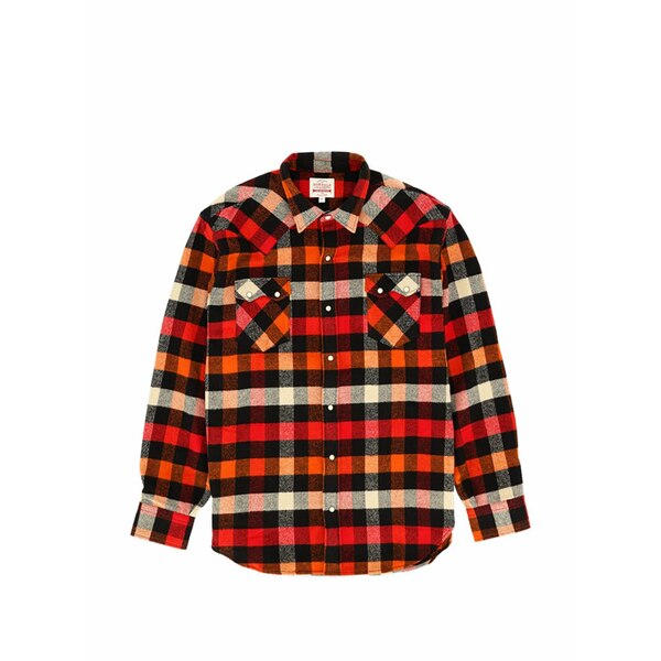 フォルテラ メンズ プルオーバー トップス Josh checkered snap-closure shirt Red