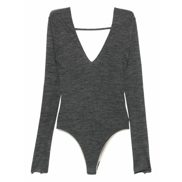 アリジ レディース ティーシャツ トップス V-neck long-sleeve bodysuit Grey