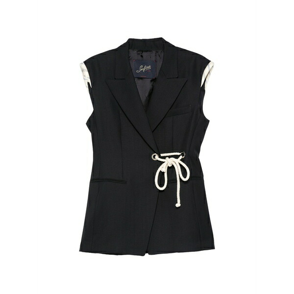 シーフェア レディース 厚地の外套 アウター Vivi rope-tie waistcoat Blue