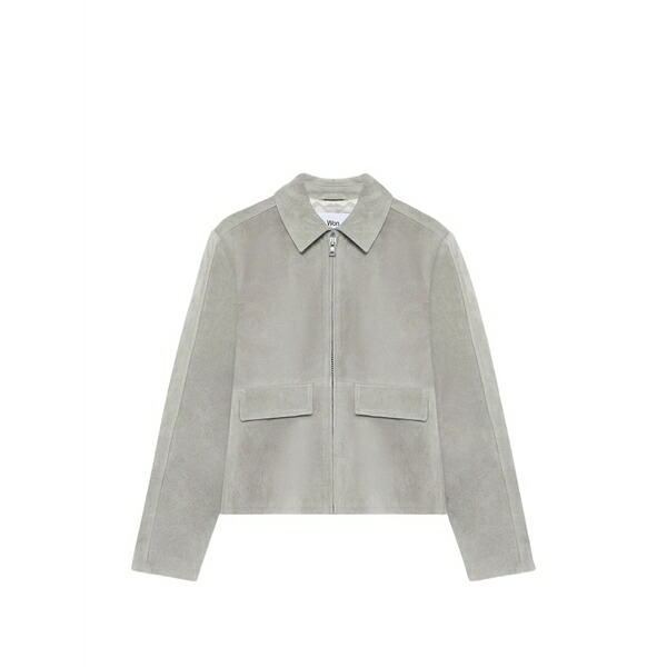 ウォン御手手赤いこと メンズ 厚地の外套 アウター Patch-pocket suede jacket Grey