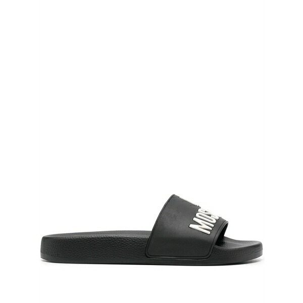 優しいこと モスキーノ レディース サンダル シューズ 3d-logo flat slides  Black