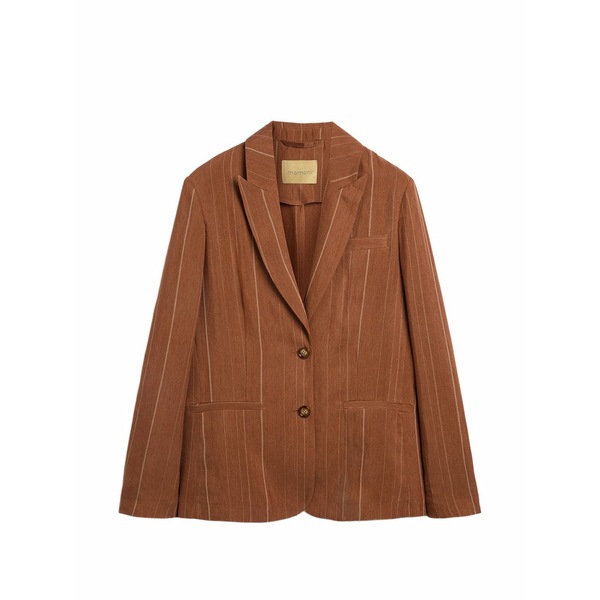 モモン レディース 上衣＆上衣 アウター Pinstripe two-button blazer Brown