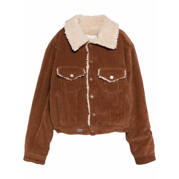 エアル レディース 上衣＆上衣 アウター Corduroy shearling jacket Brown