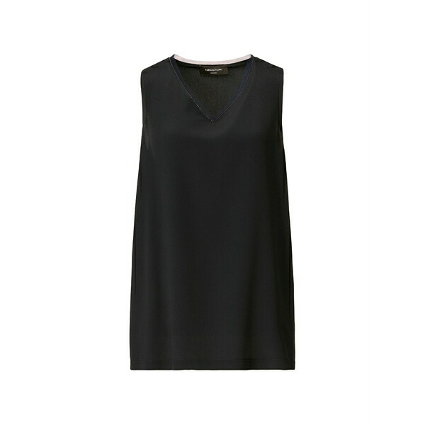 ファビアナ フィリッピ レディース カットソー トップス Contrast-trim v-neck top Black