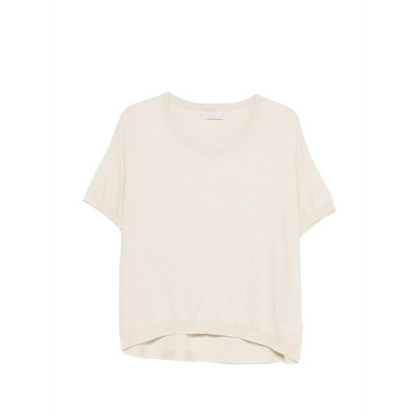 エミスフィール レディース ティーシャツ トップス Short-sleeve knitted t-shirt Neutrals