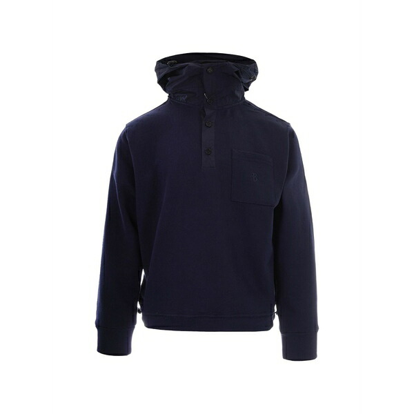 バランタイン メンズ パーカー・スウェットシャツ アウター Logo-embroidered button-up hoodie Blue