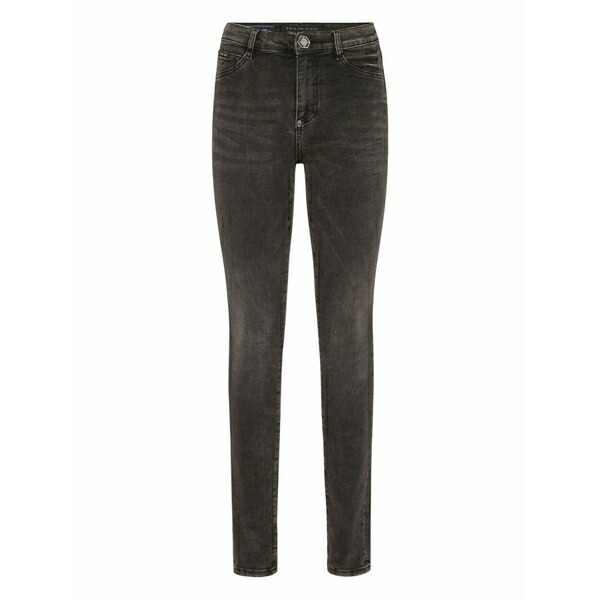 フィリッププレイン レディース デニムパンツ ボトムス High-waisted skinny jeans Grey|asty