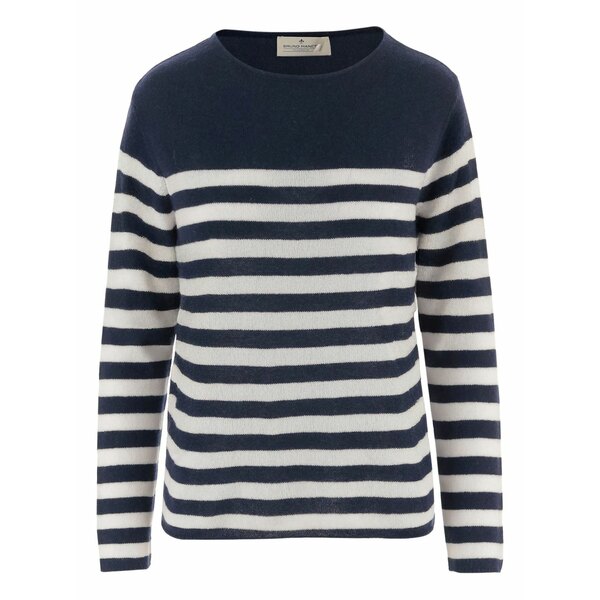 ブルーノマネッティ レディース ニット&セーター アウター Crew-neck striped sweater Blue|asty