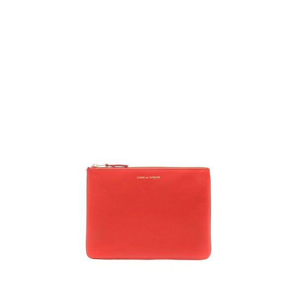 コムデギャルソン メンズ 紙入れ 付属品 Logo-print leather pouch Orange