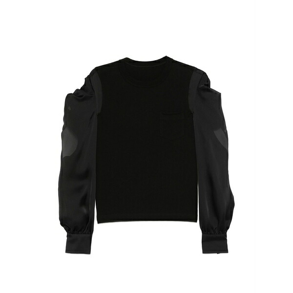 サカイ レディース Tシャツ トップス Long-sleeve t-shirt Black|asty