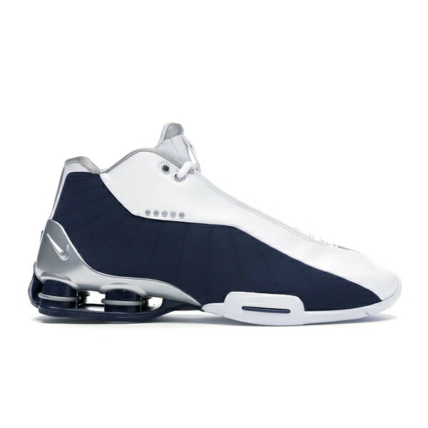 Nike ナイキ メンズ スニーカー 【Nike Shox BB4 White Silver Navy】 サイズ US_12(30.0cm) White/Metallic Silver-Midnight Navy｜asty