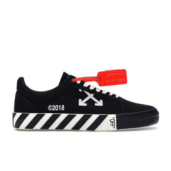 OFF-WHITE 象牙色 メンズ スニーカー  【OFF-WHITE Vulc Low Black (Updated Stripes)】  大きさ US_7(25.0珊) Black/White