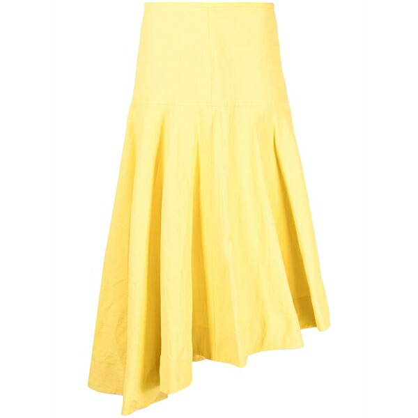 ジル・サンダー レディース スコート ボトムス High-low linen MIDI skirt Yellow