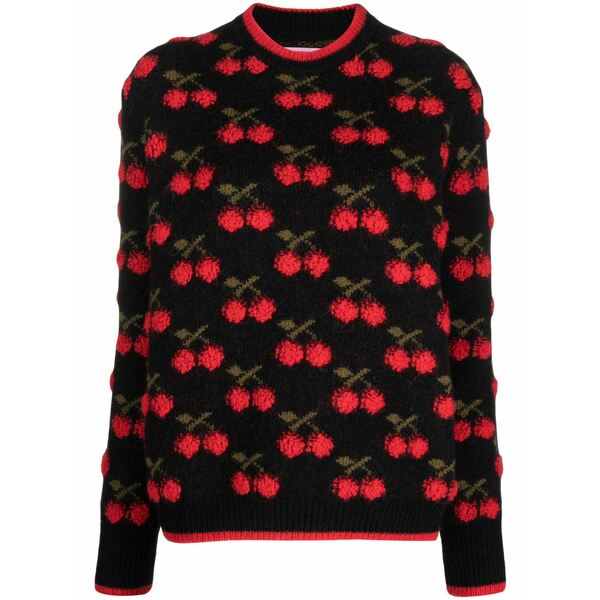 ラ・ダブル・ジェイ レディース ニット&セーター アウター Cherry-print jumper Black｜asty