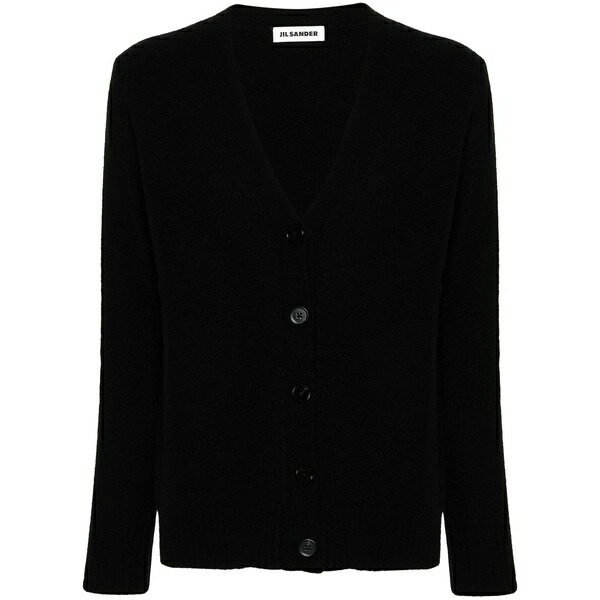 ジル・サンダー レディース ジレー アウター Logo-engraved-buttons wool cardigan Black