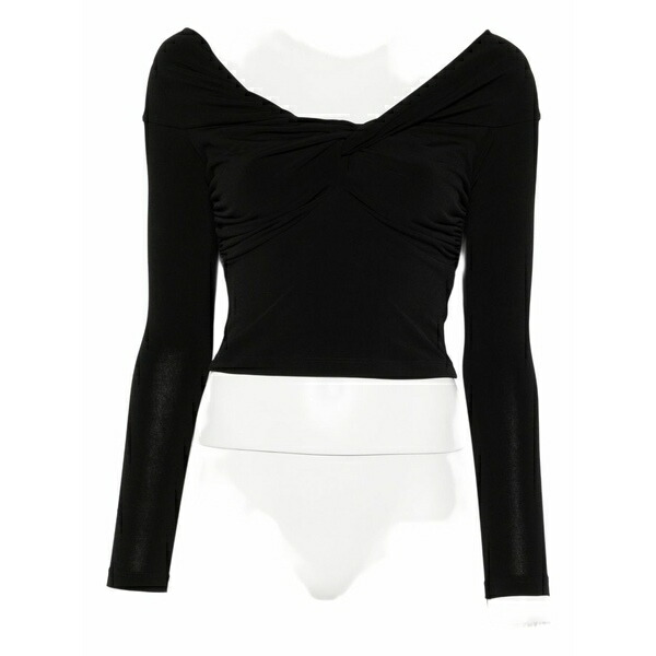 パトリツィア ペペ レディース プルオーバー トップス Cropped long-sleeved t-shirt Black