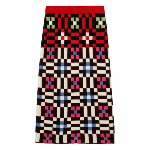 ラ・ダブル・ジェイ レディース スカート ボトムス Byte geometric-pattern knit skirt Red