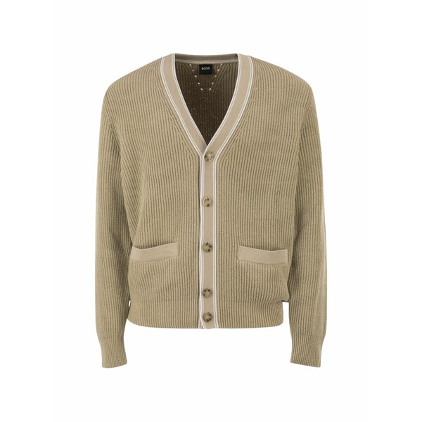 雇い主 メンズ ジレー アウター Ribbed-knit cardigan Neutrals
