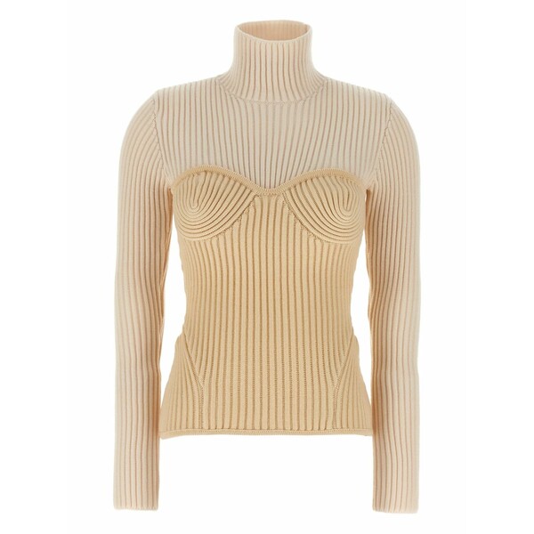 ジャン極点 ゴルチエ レディース 編み物\u0026スウェーター アウター Ribbed corset sweater White
