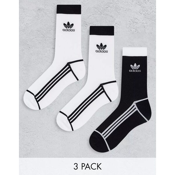 2244円 最大44%OFFクーポン 2244円 豪華な アディダスオリジナルス レディース 靴下 アンダーウェア adidas Originals 3-pack sports socks in white and black Multi